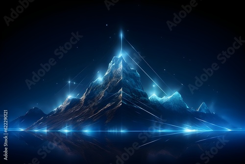 The mountain peak represents the ultimate success and accomplishment in the age of digital transformation. Employing innovative strategies to change the business environment. Generative AI 
 photo