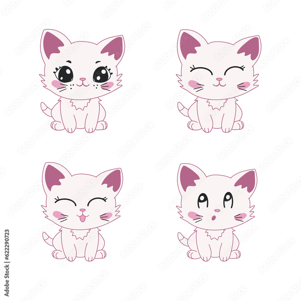 set of cats, cartoon cats set of cats, cartoon cats