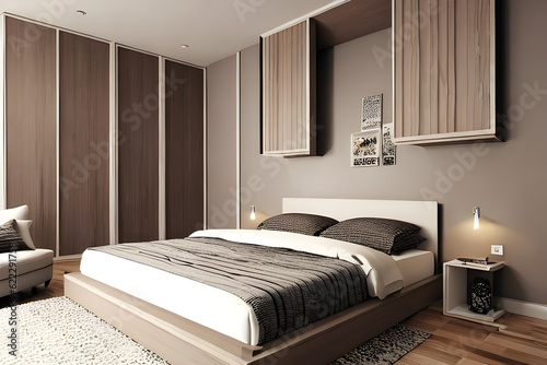 interior of bedroom, Generative AI
