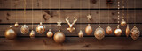 Wooden Christmas Tree Balls, Modern Brown Decoration, Hanging Christmas Ball – Generative Ai