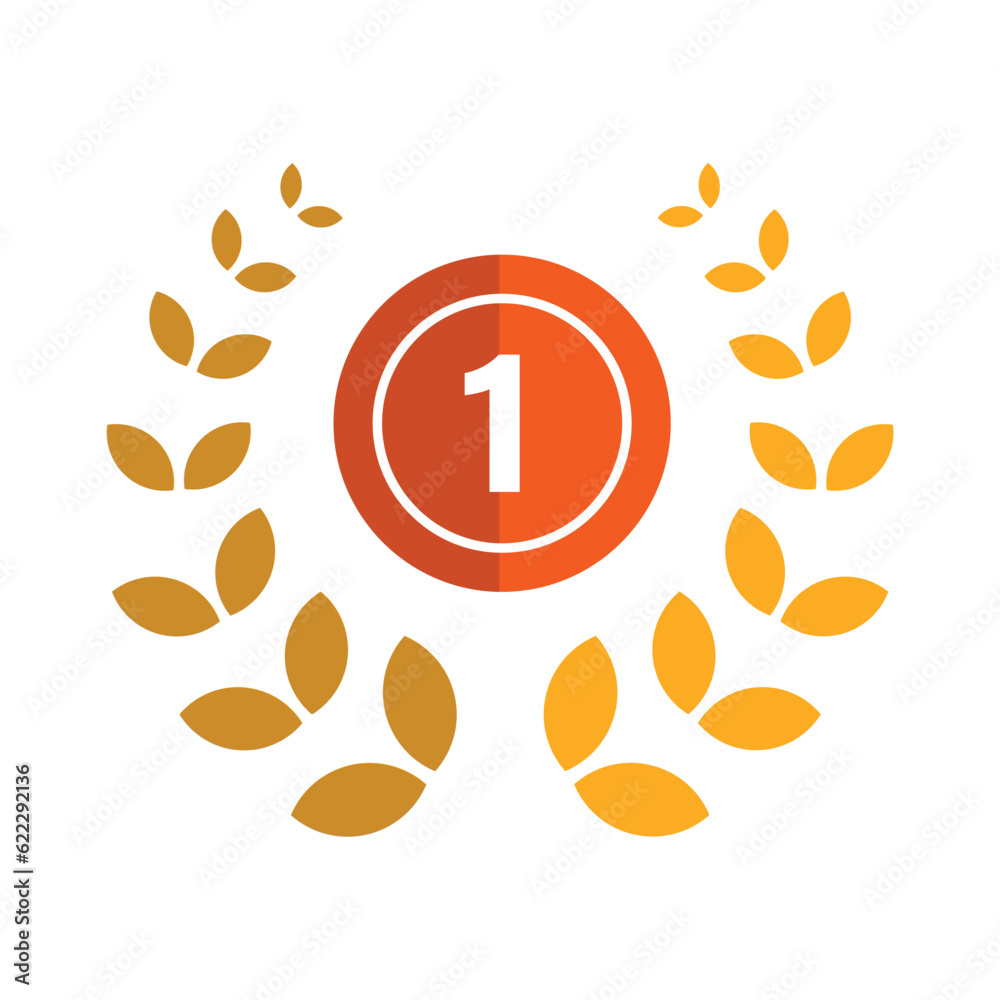 First rank laurel wreath colour icon vector. Reward and achievement ...