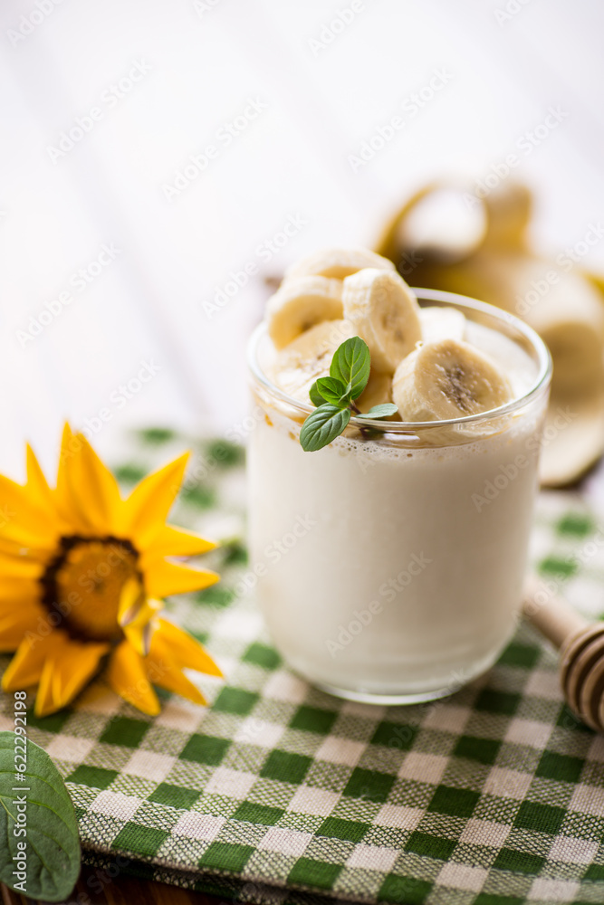 Sweet homemade yogurt with bananas and honey Sweet homemade yogurt with bananas and honey