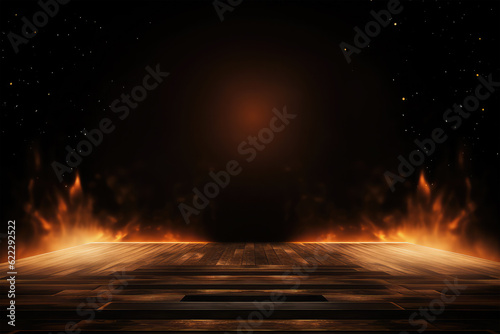 color stage with spotlights in dark background