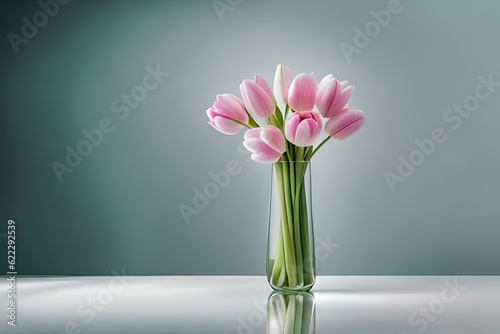 pink tulips in a vase generated by AI tool