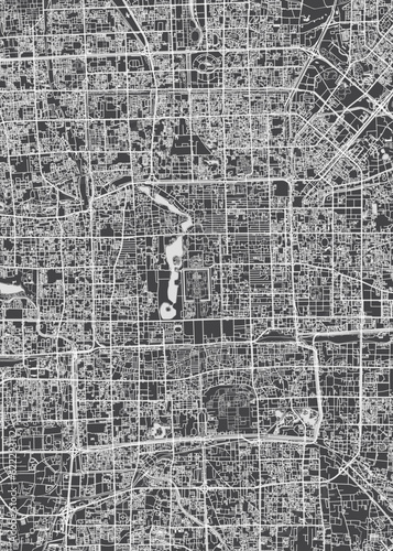 City map Beijing, monochrome detailed plan, vector illustration