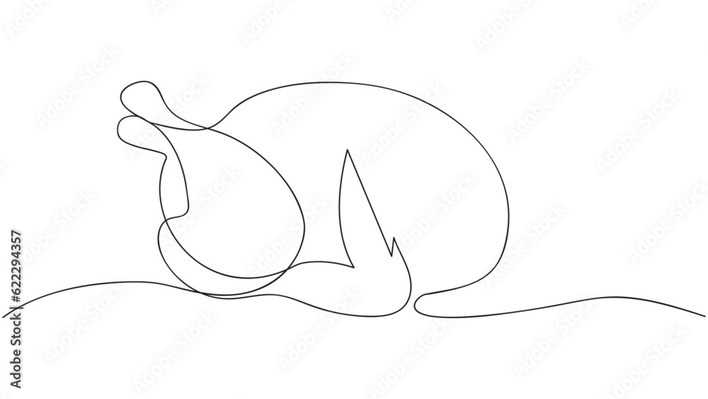 One continuous line art of whole turkey. Happy thanksgiving. Vector. One continuous line art of whole turkey. Happy thanksgiving. Vector.
