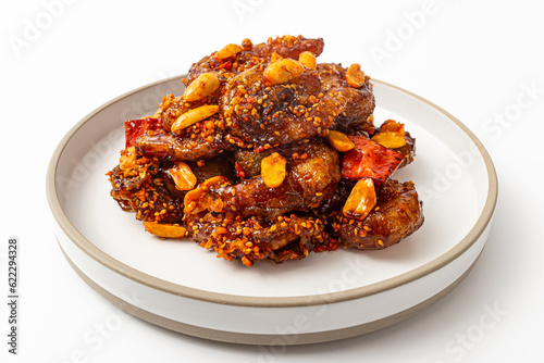 Kung Pao shrimp on white background photo