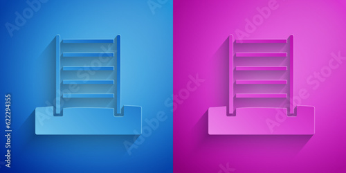 Paper cut Wooden Swedish wall icon isolated on blue and purple background. Swedish stairs. Paper art style. Vector