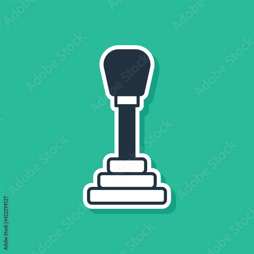 Blue Gear shifter icon isolated on green background. Manual transmission icon. Vector