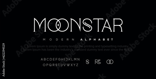 MOONSTAAR style font design, set of alphabet letters and numbers vector illustration Crypto font.