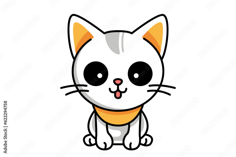 Cute cat clipart, vector illustration. Cartoon kitten icon and logo. Fun kitty sticker, design element, trendy print image. Cute cat clipart, vector illustration. Cartoon kitten icon and logo. Fun kitty sticker, design element, trendy print image.