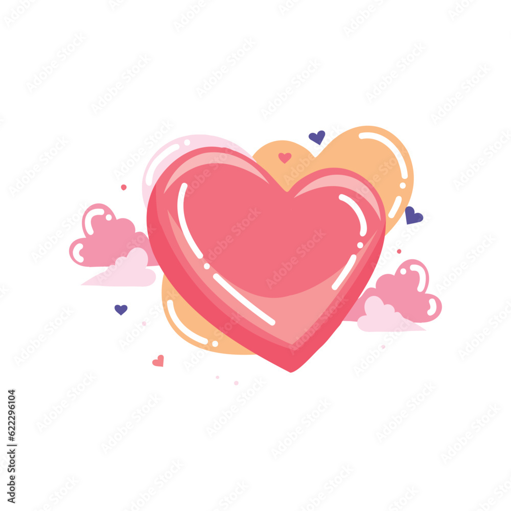 heart with love in flat style isolated on background