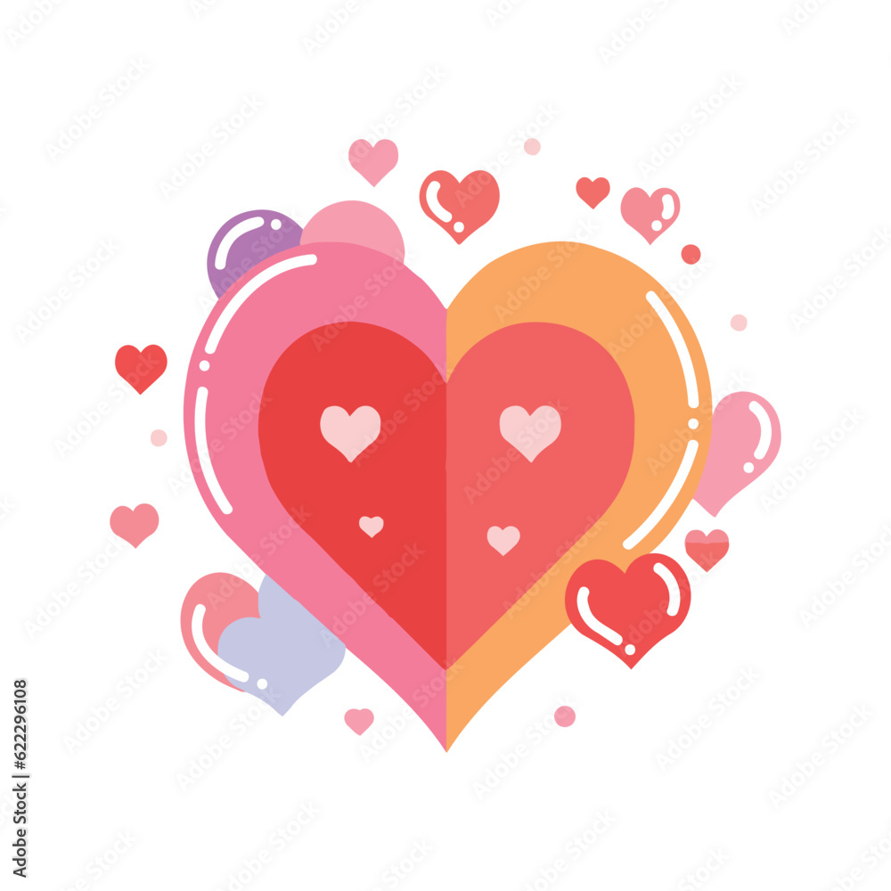 heart with love in flat style isolated on background