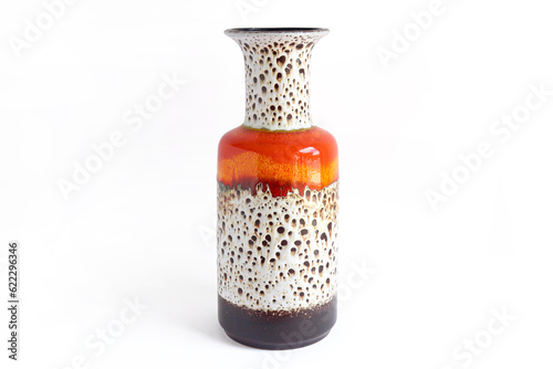 Studio photo of a vintage Mid-Century Vase Isolated on a White Background. photo