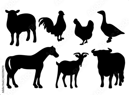 set of silhouettes animals illustration vector 