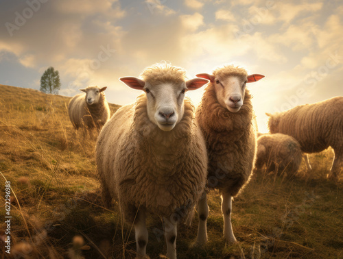 Sheep in a pasture © Veniamin Kraskov