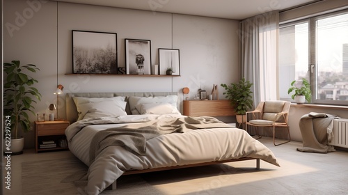 Welcoming Bedroom with Blankets color Gray and som other stuff making the Room on Another Level