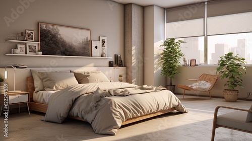 Welcoming Bedroom with Blankets color Gray and som other stuff making the Room on Another Level © Luca