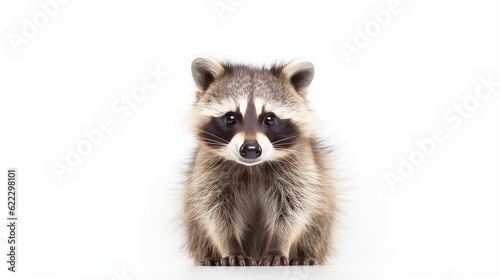 Curious raccoon photo realistic illustration - Generative AI. © Mariia