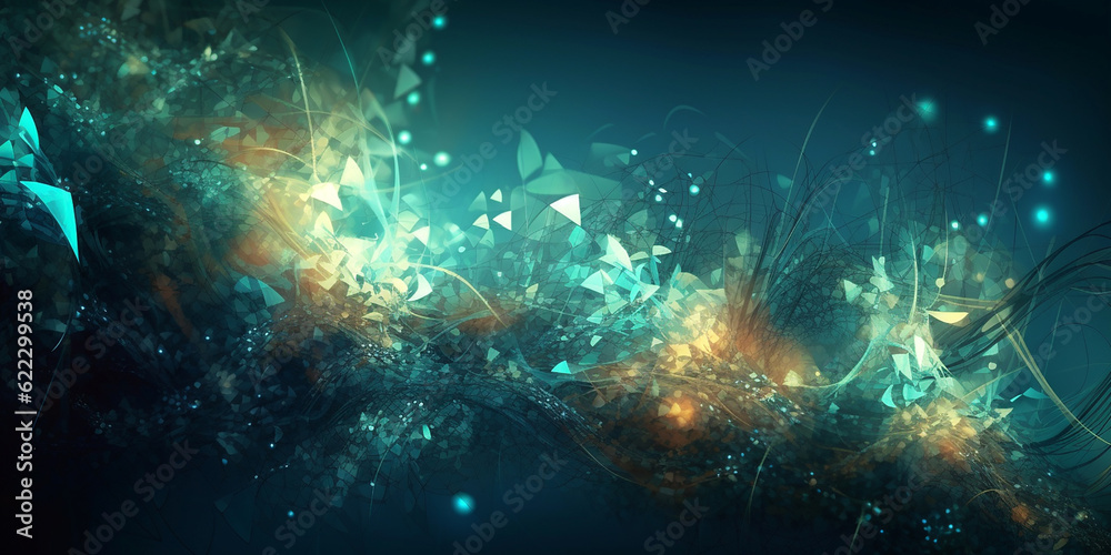 Abstract background in floral holographic and space style. Generative AI