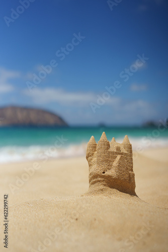 Sand castle.  Las Conchas beach . La Graciosa. Canary Islands.