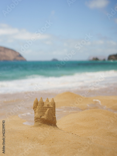 Sand castle. Las Conchas beach. La Graciosa. Canary Islands.