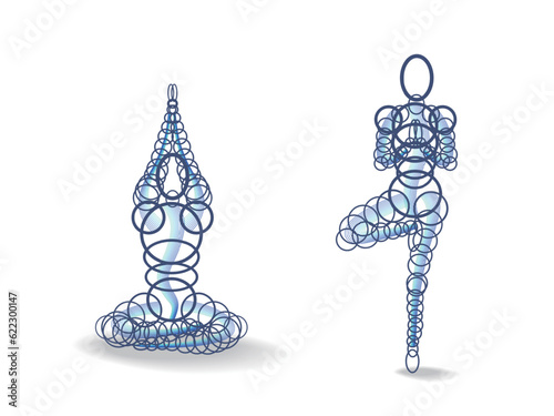 Ring combine_A003_yoga posture 01 transparent bg namaste padmasana one leg stand shows two different posture of yoga vector illustration graphic EPS 10