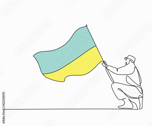 ukraine flag single hand drawn continuous line vector illustration design