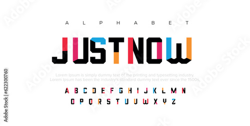JUSTNOW Abstract minimal modern alphabet fonts. Typography minimalist urban digital fashion future creative logo font. vector illustration