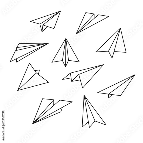 Vector set of paper airplane icon photo