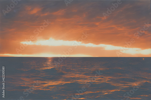 the sea at sunset Generative AI © 준식 박