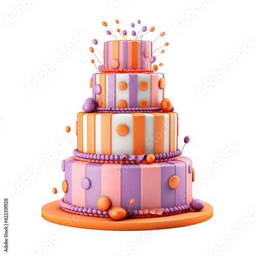 3D Cake Isolated. Illustration AI Generative.
