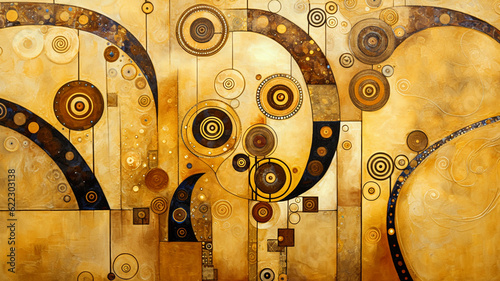 Abstract industrial mechanism, vintage design with circles and metal details. photo