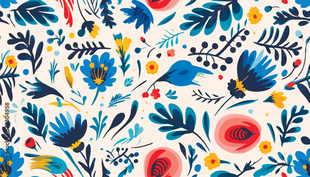 Cute Ukrainian style floral ornament pattern. Hand drawn artistic abstract print. Collage contemporary design. Cute Ukrainian style floral ornament pattern. Hand drawn artistic abstract print. Collage contemporary design.
