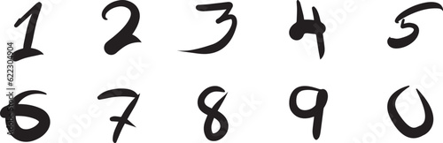 Hand Drawn Numbers Collection. Vector Design. Transparent Background.