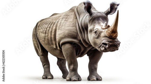 Majestic rhinocerus photo realistic illustration - Generative AI.