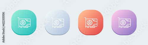 Video card line icon in flat design style. Gpu signs vector illustration.