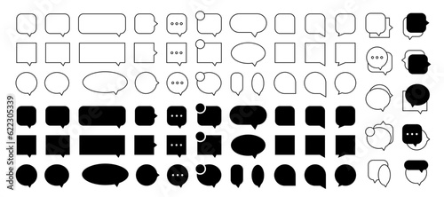 Comment box collection. Set of black chat comment. Speech bubble frame collection. Vector comment collection