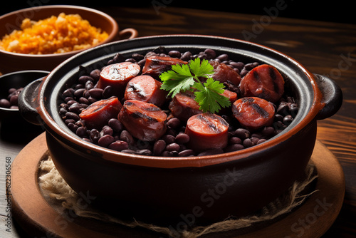 Feijoada, Traditional Brazilian food with pork meat.