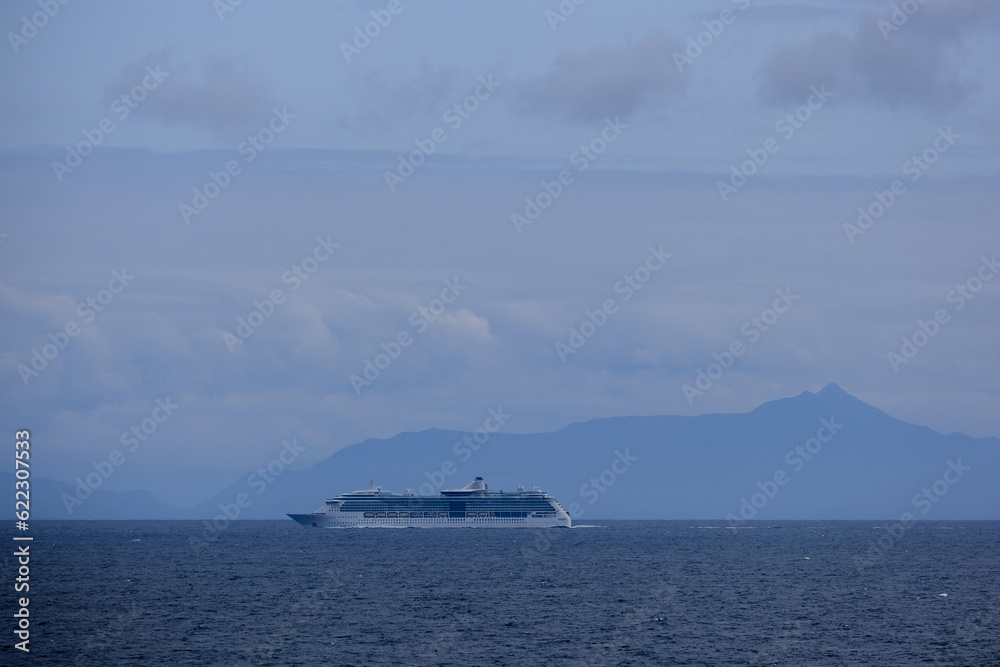 Luxury Royal cruiseship cruise ship liner Brilliance cruising Inside Passage towards Alaska northbound to Last Frontier Glacier and Nature adventure vacation holiday	