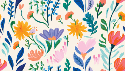 Wandcirkels Kinderkamer patronen Naïef kleurrijk abstract bloemencollage patroon  © Eli Berr
