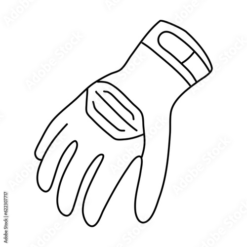 vector drawing in doodle style. working protective glove. construction tool, hand work