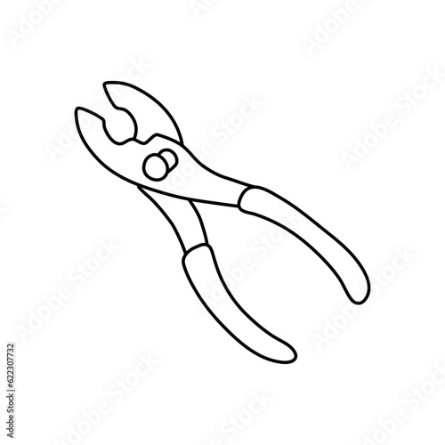 Vector illustration of slip join plier in doodle style