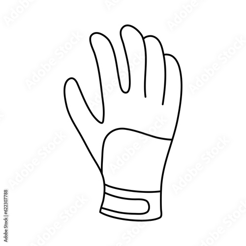 vector drawing in doodle style. working protective glove. construction tool, hand work