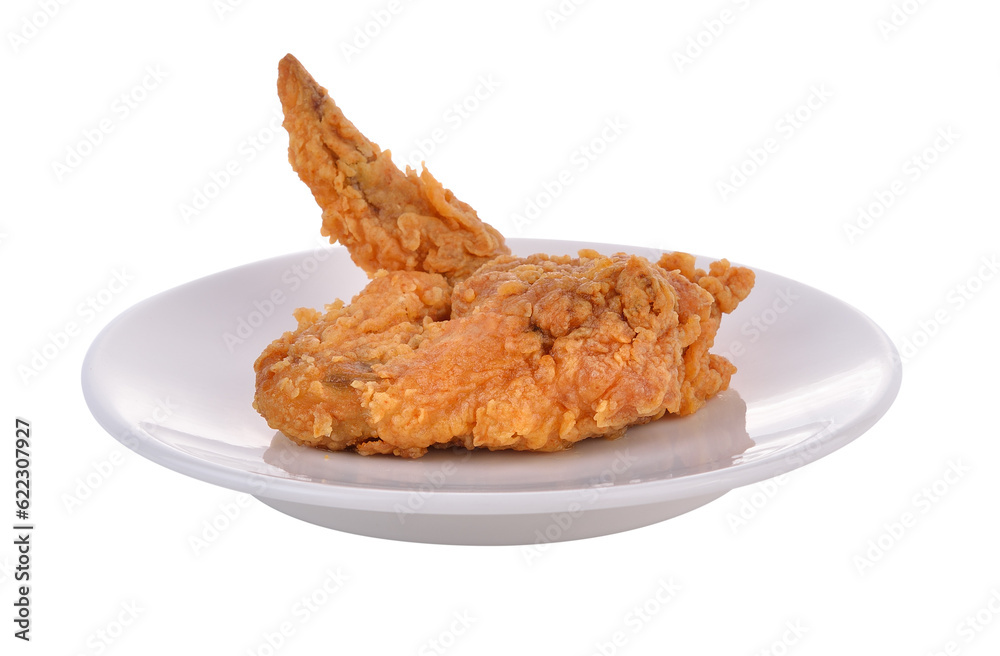 Fried chicken in a plate on transparent png Fried chicken in a plate on transparent png
