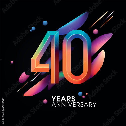 40 years anniversary vector icon, symbol, logo. Graphic background or card