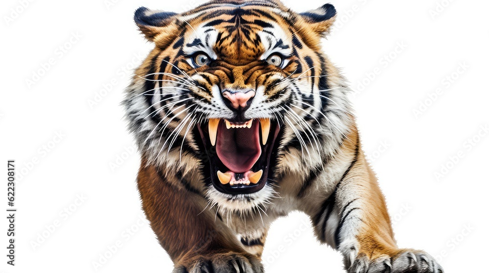 Naklejka premium Mighty tiger photo realistic illustration - Generative AI.
