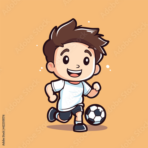 Soccer player hand-drawn comic illustration. Football player. Vector doodle style cartoon illustration