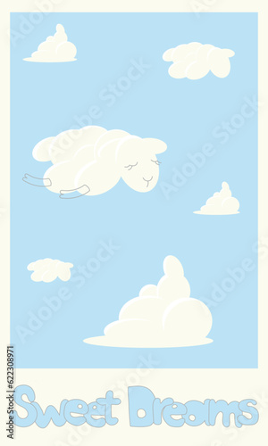 poster sweet dreams with cloud and sheep SMYK