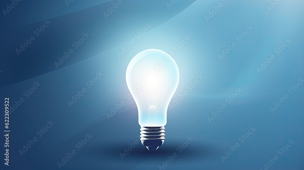 creative and inspirational blue background with a light bulb on creative and inspirational blue background with a light bulb on